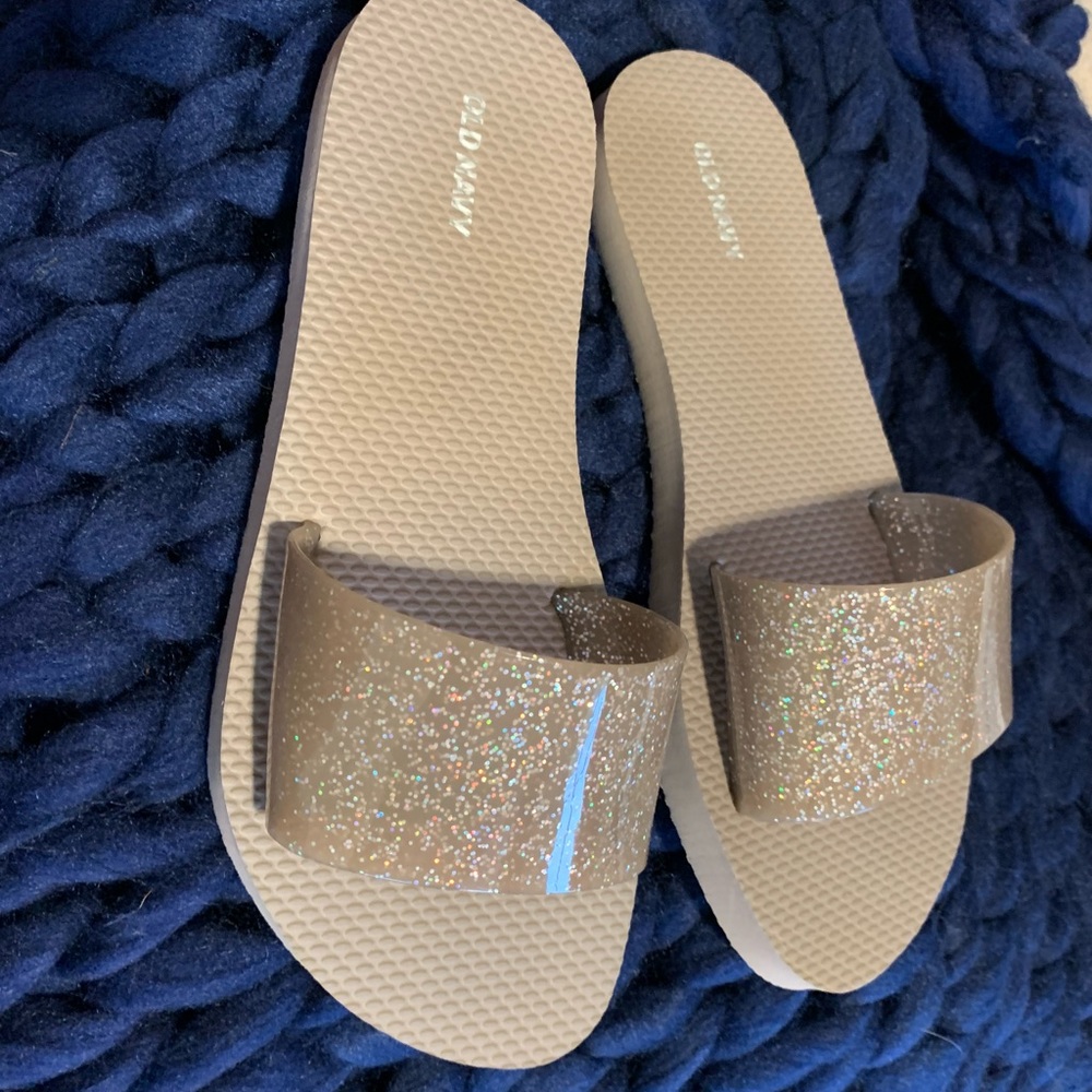 Glitter beige old navy flip flops